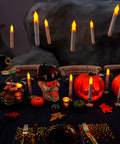 24 Pack Flameless Taper Candles With LED Flicker, Battery Operated No Remote, 6.5 Inch Warm Yellow Dripless Candlesticks For Halloween Decor