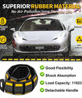 Heavy Duty Rubber Speed Bump 6.4 Ft Portable For Driveways And Roads, Tough Traffic Calming Pad with car on wet road