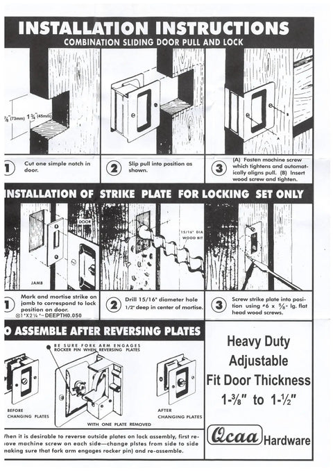 Installation guide for Solid Brass Rectangular Pocket Door Pull With Passage Function 3 1/4 By 2 1/4 Inches Satin Nickel Finish 2 Pack
