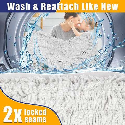 Close-up of replacement pads for 41 Inch Wide Industrial Dry Mop For Heavy Duty Cleaning, emphasizing 2X locked seams.