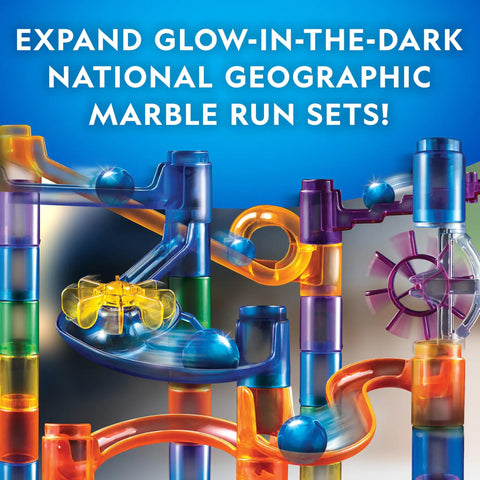 Colorful pieces of Motorized Marble Run With Elevator And Spiral Lift, 95 Piece STEM Toy Kit For Kids And Teens in creative setup.
