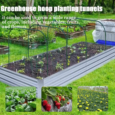 Greenhouse Hoops Grow Tunnel Kit 6 Sets For Raised Beds Rust Free Plant Support Frames Row Cover Shade Cloth DIY Garden Stakes Garden Tunnel Row Cover Hoops Kit Easy Install