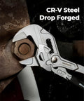 7-Inch Chrome Plated Pliers Wrench With CR-V Steel, Anti-Rust Coating gripping a pipe fitting