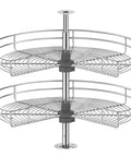 28 Inch Corner Cabinet Lazy Susan Turntable With 270 Degree Rotation, Adjustable Height Chrome Replacement Shelves in stainless steel