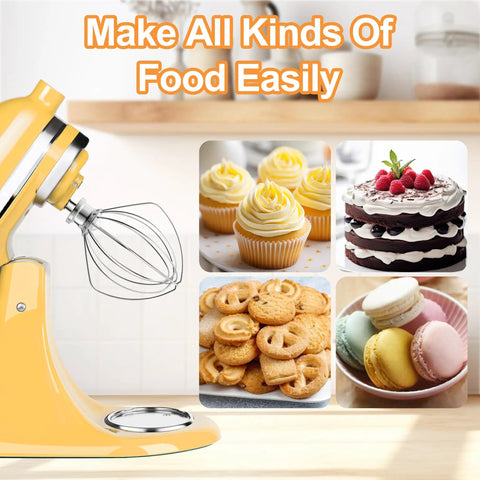 Wire Whip For Tilt Head Stand Mixer Accessory Replacement Egg Cream Stirrer Great For Whipping Egg Whites And Cream Cakes And Mayonnaise Pro Grade Stainless Steel Kitchen Tool stirring various desserts