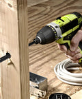 Person using 10 Inch Hole Saw Extension Chuck with Three Eighth Inch Hex Shank Locking for Impact Ready Heavy Duty Drill Bit