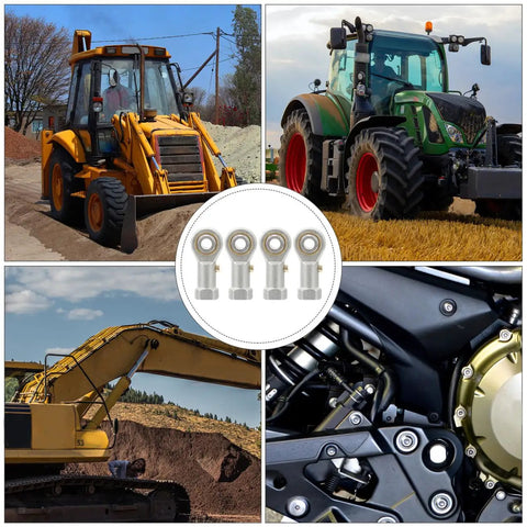 Built Tough Four Pack Fish Eye Threaded Rod End Bearings Featuring Durable Copper Housings for heavy equipment and machinery.