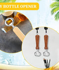 15-piece stainless steel bottle opener kit with wooden handles