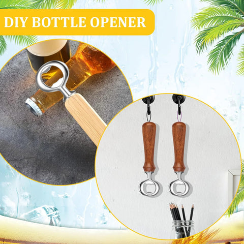 15-piece stainless steel bottle opener kit with wooden handles