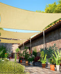 80 Percent Beige Shade Cloth With Grommets For Pergola And Patio Shade Cover over garden patio, blocking sun, UV resistant
