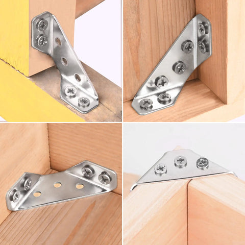 Stainless Steel Corner Brackets Beefy Heavy Duty Furniture Support For Wood Cabinets Tables Drawers And Chairs Easy Install With Predrilled Holes And Included Screws