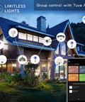 Four Pack Smart LED Bulbs With WiFi That Work Great With Alexa And Google Home shown installed around a house with Tuya Smart App control.