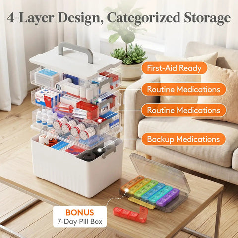 Hella Spacious Four Tier Medicine Cabinet Organizer Stands Extra Tall For Knockout Bottle Storage And Keeps Pills Neatly Organized In Any Bathroom Setup With Multi Level Shelving, showcasing 4-layer design for categorized storage.