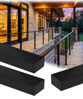 Top Notch Grade 304 Stainless Steel Handrail Top Rail 8 Ft Cut To Fit Deck Railing With Slick Black Finish on porch.