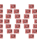 Image of a 100 Pack TTP223 Capacitive Touch Switch Modules For Arduino And Raspberry Pi DIY Projects Self Lock Button Sensor 2.5V To 5.5V High Low Level Output Dope Build Ready in red with electrical components visible.
