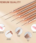 Gold Metallic Nail Art Pens And Liner Brush Set 5Pcs Premium Pro Grade Nail Tools With Easy Grip Handles And Copper Ferrules
