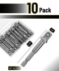10-Piece Heavy Duty Impact Socket Adapter Set For Drills Three Eighths Inch Square Tip To One Quarter Inch Hex Shank Drill Socket Adapters
