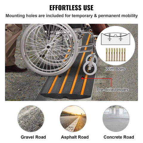 Rubber Curb Ramp Set For Driveway Two Pack Threshold Bridge With Reflective Safety Strips Ideal For Cars RVs Scooters And Motorcycles