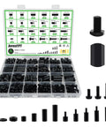 610 Piece M3 Black Nylon Spacer Standoff Kit With Male And Female Spacers Screws And Nuts For PCB Motherboard Raspberry Pi Hats And Circuit Boards Mounting Hardware For DIY Projects, assorted parts