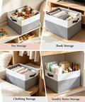 Real Deal Foldable Fabric Storage Cubes With Sturdy Reinforced Handles And Hassle Free Collapsible Closet Shelf Bins For Clothes Toys And Blankets 4 Pack Of Smooth Operation Organizers In White And Gray used for toy, book, clothing, and sundry items storage.