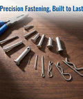 Stainless Steel Trailer Pin And Clip Kit 122 Pcs All In One Heavy Duty Universal Hardware Assortment For Lawn Mower Tractor Bicycle Cargo Cart Axles With Dowel And Cotter Pins Easy Install, stainless pins on wood