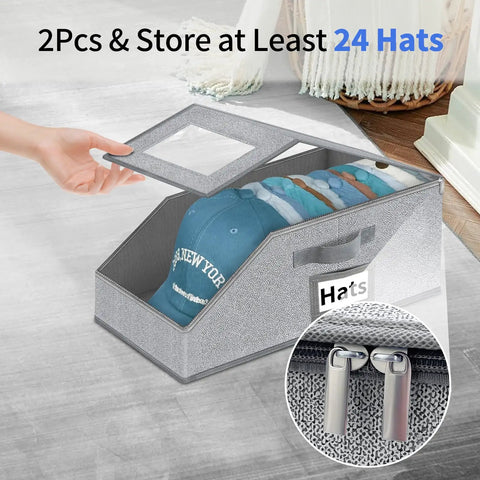 Stackable Hat Storage For Baseball Caps With Clear Window Display Holds Up To 24 New Threads Keep Your Brim Snapped And Crush Free This Legit Rack Setup Keeps Your Whole Collection Dope And Tidy