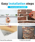 Installation steps for 20 Pack Faux Brick 3D Wall Panels Peel And Stick In Red Brown Self Adhesive Waterproof Foam Wallpaper.