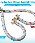 Y Hose Connector For Washing Machines 1 Ft Stainless Steel Braided Splitter With Three Quarter Inch Brass Fittings