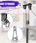 Heavy Duty Bike Hoist Lift System For Garage Ceiling Storage Up To 85 Lb Capacity Ebike Pulley Hoist installation detail