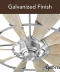 Close-up view of the galvanized metal finish and weathered oak blades of the Killer Windmill Wagon Wheel Ceiling Fan, 72 Inch Badass 15 Blade Decorative Fixture For Massive Rooms.