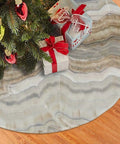 Soft Plush Christmas Tree Skirt 36 Inches, 100 Percent Polyester Brushed Fabric, Cozy Granite Brown Gray Marble Look, Covers Tree Base And Stand
