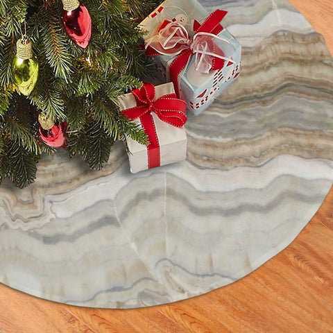 Soft Plush Christmas Tree Skirt 36 Inches, 100 Percent Polyester Brushed Fabric, Cozy Granite Brown Gray Marble Look, Covers Tree Base And Stand
