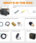 Components of 10500 Watt Tri Fuel Open Frame Inverter Generator With ATS Quiet Technology CO Sensor including accessories