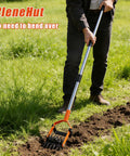 Person using Beast 72 Inch Rotary Cultivator With Long Adjustable Handle 2 In 1 Weeding Cultivator in a garden