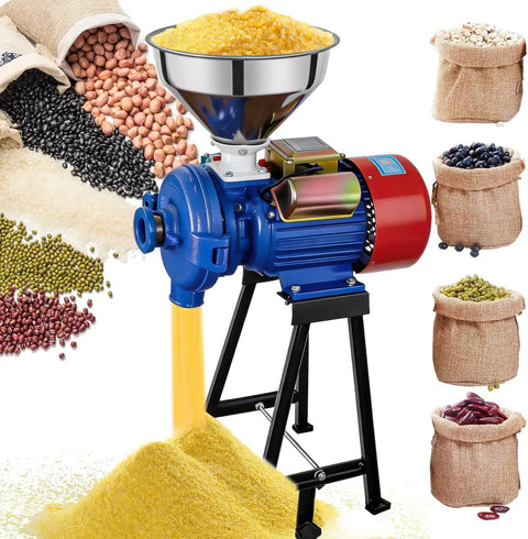 High Power 3000W Electric Grain Grinder Mill For Dry Cereals And Grains, 110V grinding corn with galvanized body and funnel