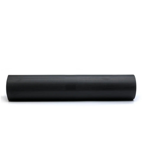 Rolled black heavy-duty rubber scraper mat for high traffic areas, size 36x72 inches, ideal for trapping mud, dirt, and water.