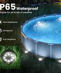 Six Pack Solar Pool Lights For Above Ground Pools Waterproof LED Outdoor Pool Lights Easy Nighttime Safety Illumination Cool White