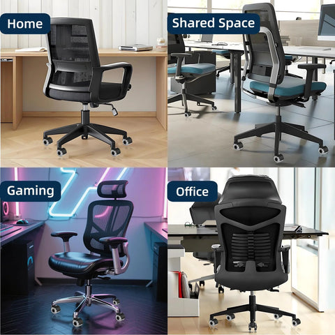 2 Inch Office Chair Wheels Set of 5 with Heavy Duty Rubber Caster Replacement for Quiet Rolling on Hardwood Floors and Carpet