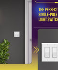 Gloss Finish Decorator Paddle Rocker Light Switch For 15A 120 And 277V Single Pole 3 Wire Grounding Screw Residential Grade UL Listed