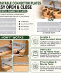 Diagram showing rotatable connector plates for 6 Pack Plastic Queen Excluder Set For 10 Frame Beehives Beekeeping Supplies Kit