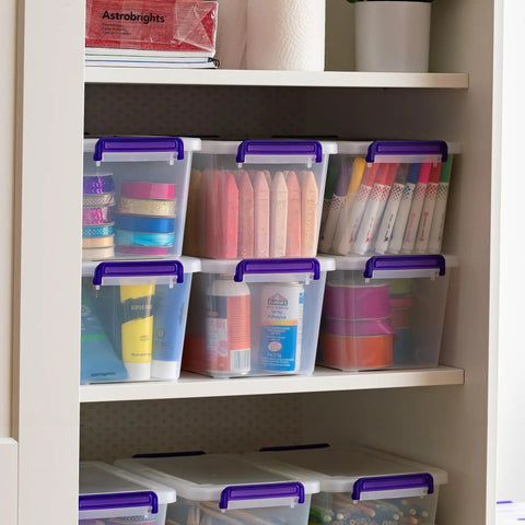 Heavy Duty Clear Plastic Storage Bins With Secure Buckle Lid Five Quart Organizers Six Pack Straight Up Made In Usa Top Shelf Picks For Art Craft And Office Gear That Will Absolutely Save Your Floor Space