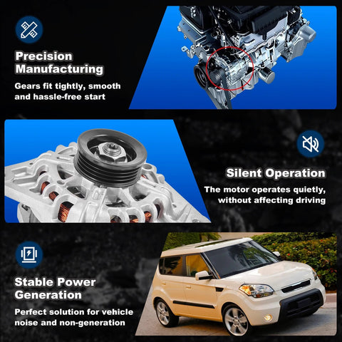 No Fuss Easy Install Alternator Replacement For Hyundai Elantra 2007 To 2012 2.0L L4 And Kia Soul 2010 To 2011 2.0L 14V 90A CW depicted