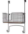 Metal Over The Door Or Wall Mount Ironing Board Holder With Large Storage Basket, Laundry Room Organizer For Cabinets And Shelves