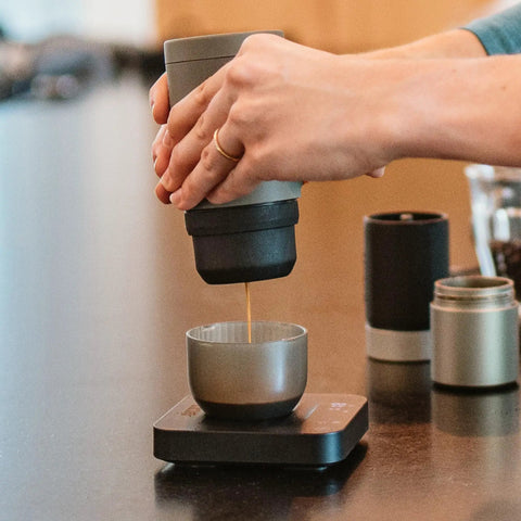 Using Exagram Pro Coffee Scale With Timer for espresso brewing on a countertop