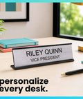Custom Name Plate for Desk or Door With 14 Color Options 2 by 8 Inches Easy to Personalize Includes Desk or Wall Mount