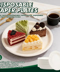 Heavy Duty 10 Inch Compostable Paper Plates 500 Count Round Biodegradable Sugarcane Fiber Dinnerware Microwavable Safe And Leak Proof For Parties Campouts And Everyday Eats with desserts.