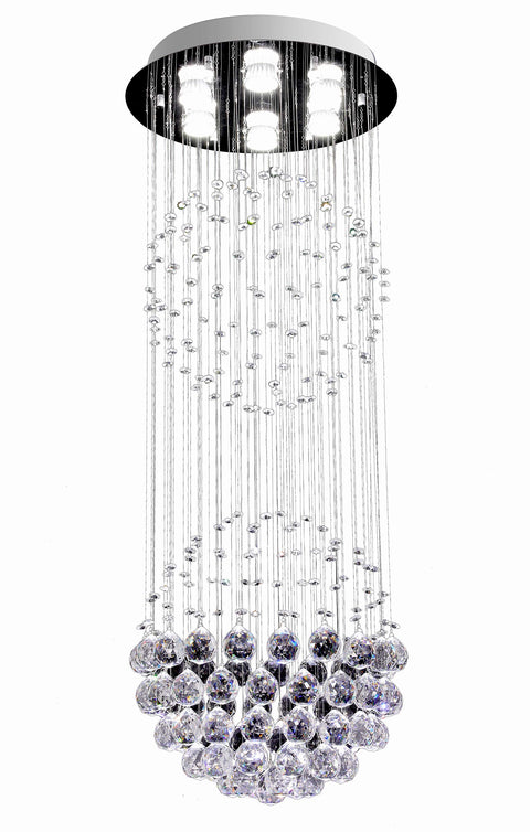 Totally Modern Fandelier Crystal Chandelier With White Finish And K9 Crystal Balls, 40-inch Flush Mount, 6 GU10 Bulbs