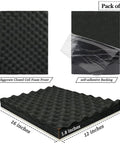 Hella Thick One Point Eight Inch Closed Cell Soundproofing Foam Egg Crate Acoustic Panels Peel And Stick For Walls DIY Noise Blocking Thermal Insulation Real Good Value Black pack of 2, dimensions 16x12x1.8 inches.