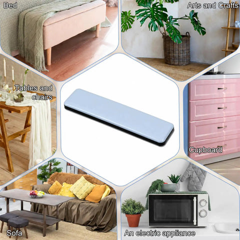 Self Adhesive PTFE Furniture Sliders 8 Pack Rectangle Glides Move Heavy Gear Smooth As Butter Chair Pads on a surface.