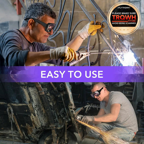 Auto Darkening Welding Glasses With True Color Lens used by welders during cutting and grinding, ensures eye protection, black frame.